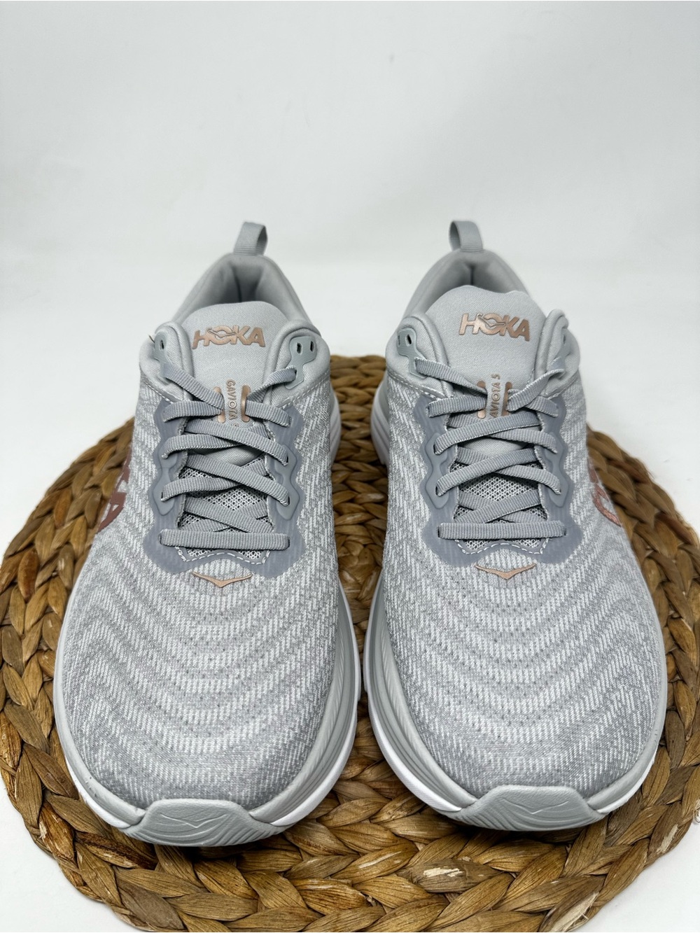 HOKA ONE Gaviota 5 Running Shoes Harbor Mist Rose Gold Size 10 WIDE Women's - Picture 6 of 9